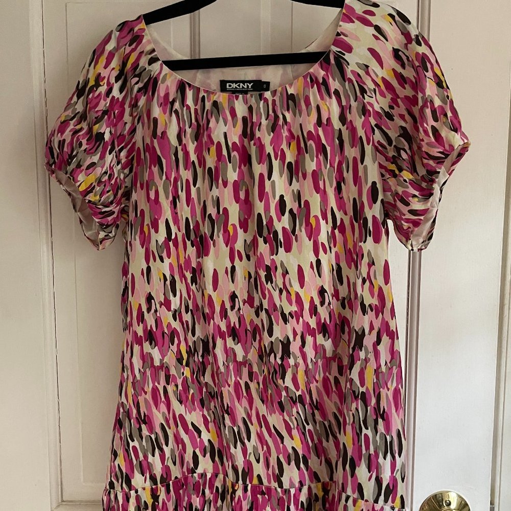 DKNY Watercolor Panting Silk Top w Pockets 0 XS